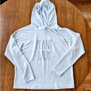Rae Dunn White and Sage Striped Hoodie